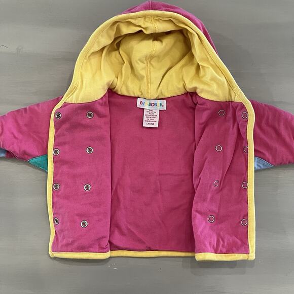 Vintage 90s Gymboree Baby Girl Snap Up Jacket Colorblock Rainbow Tag Infant - Picture 4 of 6